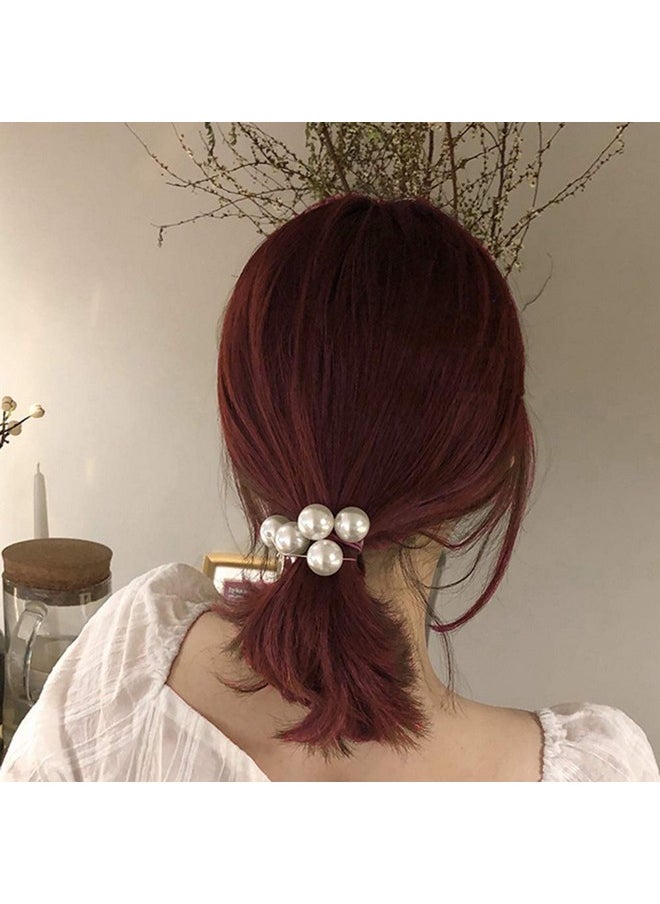 Etncy Life 2 Pcs Pearl Hair Tie Ponytail Holders Hair Accessories for Girl Women  - Image 3