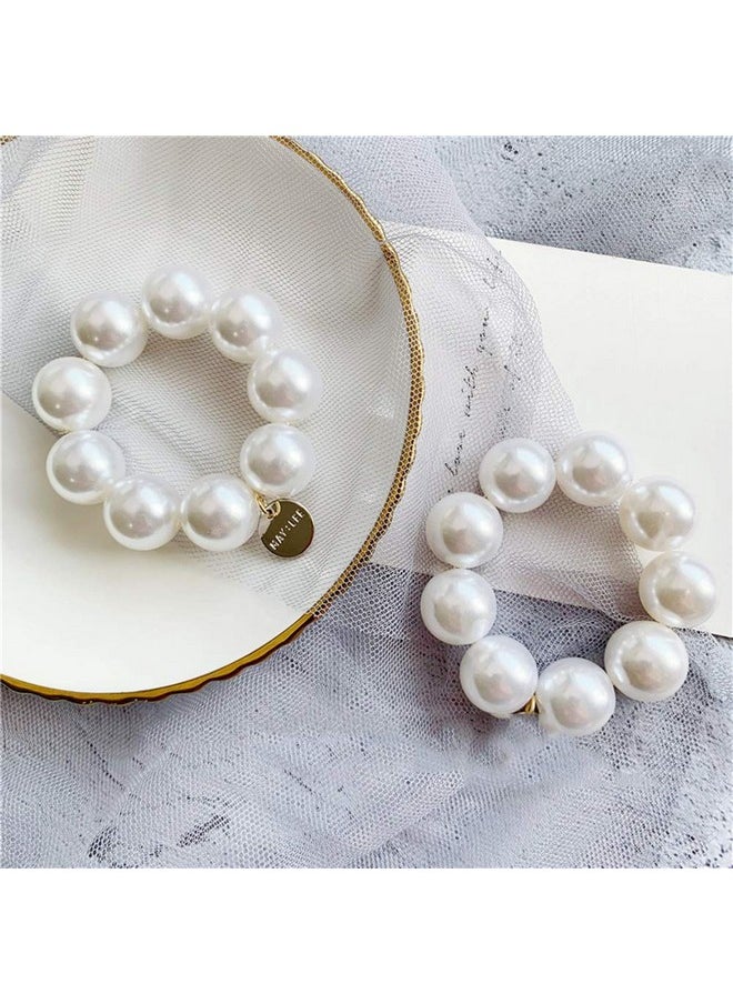 Etncy Life 2 Pcs Pearl Hair Tie Ponytail Holders Hair Accessories for Girl Women  - Image 1