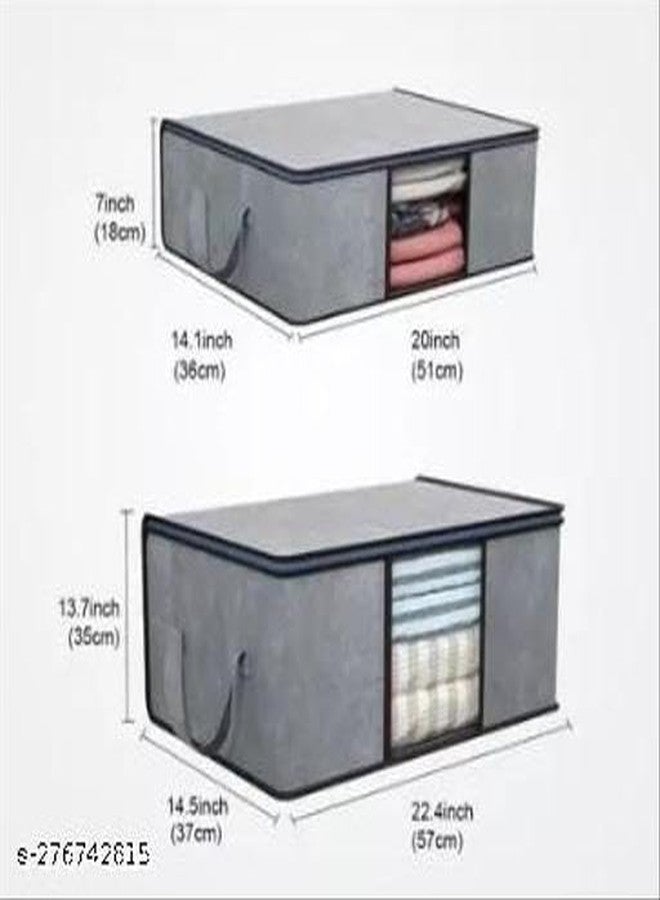 UNICRAFTS unimart India UnimartBlanket Organizer for Under Storage with Side Handles Wardrobe Clothes Covers, Cloth Storage Bags Closet Organizer and Storage FUNI-P021 - Image 3