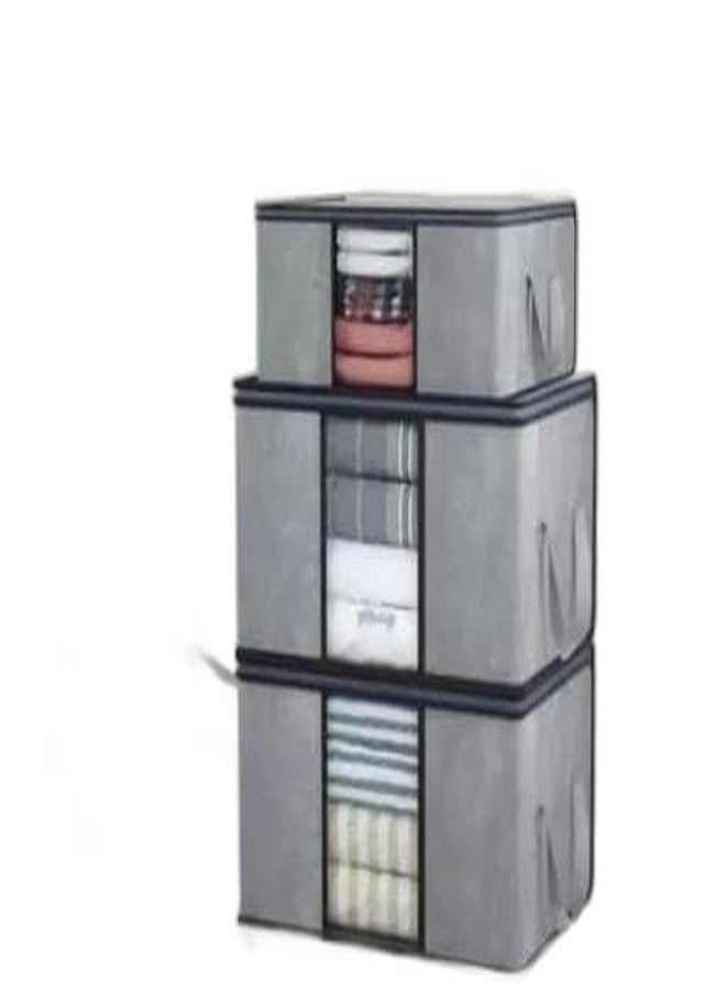 UNICRAFTS unimart India UnimartBlanket Organizer for Under Storage with Side Handles Wardrobe Clothes Covers, Cloth Storage Bags Closet Organizer and Storage FUNI-P021 - Image 1