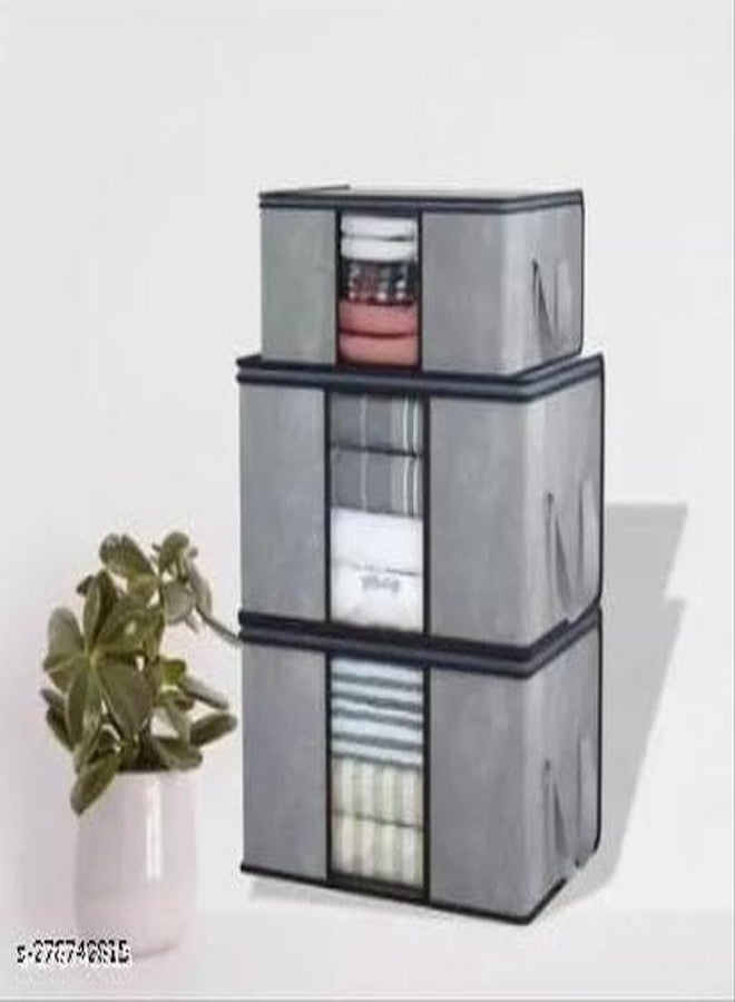 UNICRAFTS unimart India UnimartBlanket Organizer for Under Storage with Side Handles Wardrobe Clothes Covers, Cloth Storage Bags Closet Organizer and Storage FUNI-P021 - Image 4