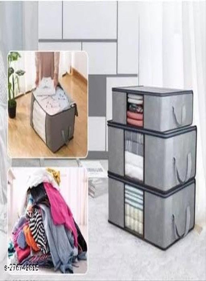 UNICRAFTS unimart India UnimartBlanket Organizer for Under Storage with Side Handles Wardrobe Clothes Covers, Cloth Storage Bags Closet Organizer and Storage FUNI-P021 - Image 2
