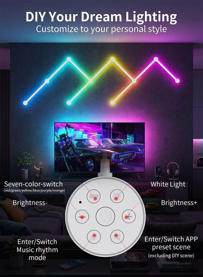 EOOKOC لوحات إضاءة حائط ليد ذكية واي فاي (9 قطع)، ألوان RGB متزامنة مع الموسيقى، 40+ مشهداً ديناميكياً، تعمل مع Alexa و Google Assistant، ديكور للغرف والبارات - Image 3