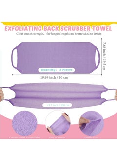 Breling 4 Pack Exfoliating Shower Bath Gloves Back Scrubber Set 2 Exfoliating Body Scrubber Nylon Back Washer 2 Pairs Scrub Gloves For Women Men Children Skin Stretchable Pull Strap Washcloth Pink Purple  - Image 3