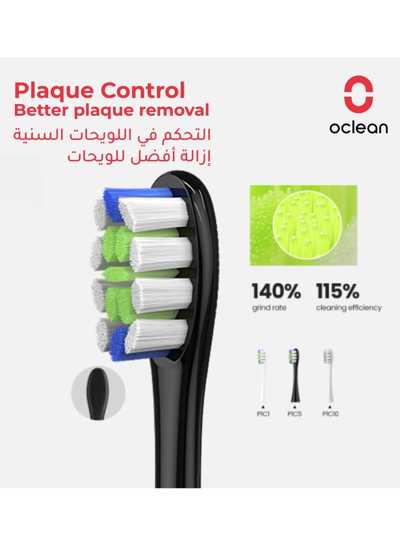 Oclean Brush Head — Black — Versatile Daily Clean - Professional Clean P1c5 W - Shape Medium - Soft Bristles - 2 - Pack - Image 3