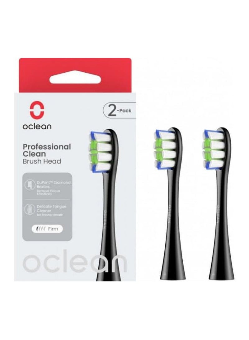 Oclean Brush Head — Black — Versatile Daily Clean - Professional Clean P1c5 W - Shape Medium - Soft Bristles - 2 - Pack - Image 1