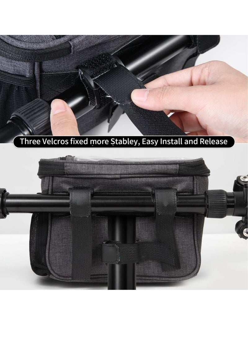 Generic Bike Handlebar Bag, Front Frame Large Bicycle Storage Pouch 6.5 inch Transparent with Shoulder Strapfor Road Mountain Cycling Travel (Black)  - Image 3