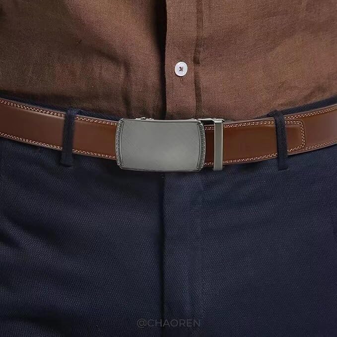 CHAOREN CHAOREN Ratchet Belt for Men - Mens Belt Leather 1 3/8" for Casual Jeans - Micro Adjustable Belt Fit Everywhere  - Image 3