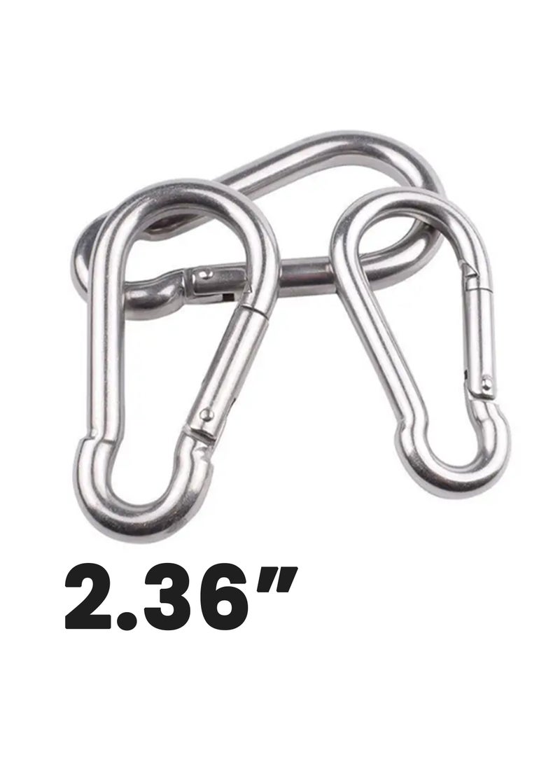 Generic 6 Pcs Stainless Steel Carabiner Spring Snap Hook (6 cm/2.36 inch) For Outdoor Camping, Fishing, Hammock, Swing, Hiking, Traveling, Backpack, Climbing, Keychain And More - Image 1