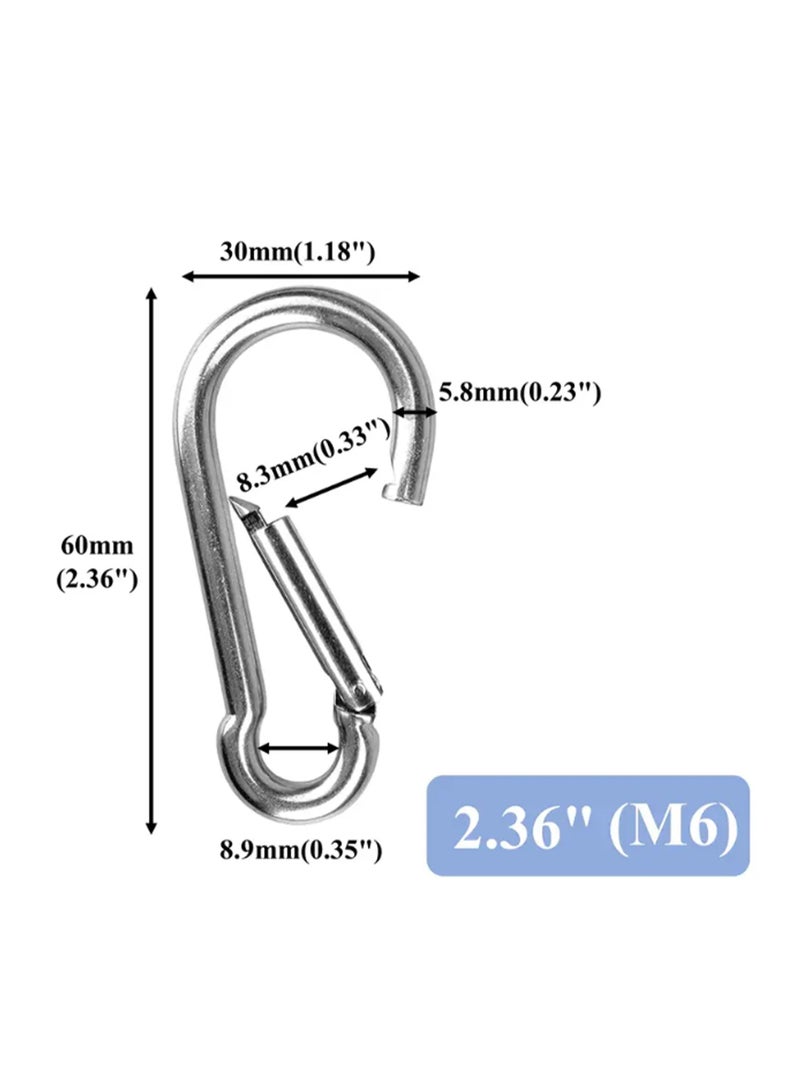 Generic 6 Pcs Stainless Steel Carabiner Spring Snap Hook (6 cm/2.36 inch) For Outdoor Camping, Fishing, Hammock, Swing, Hiking, Traveling, Backpack, Climbing, Keychain And More - Image 5