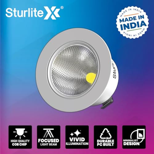 Sturlite Laura 3W LED Spotlight| 3000K Warm White Color Temperature| 36mm-Cutout & Compact Design Ceiling Ligh| CRI Tech With High Voltage Protection Downlight - Pack of 4 - Image 3