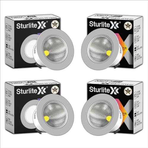 Sturlite Laura 3W LED Spotlight| 3000K Warm White Color Temperature| 36mm-Cutout & Compact Design Ceiling Ligh| CRI Tech With High Voltage Protection Downlight - Pack of 4 - Image 1