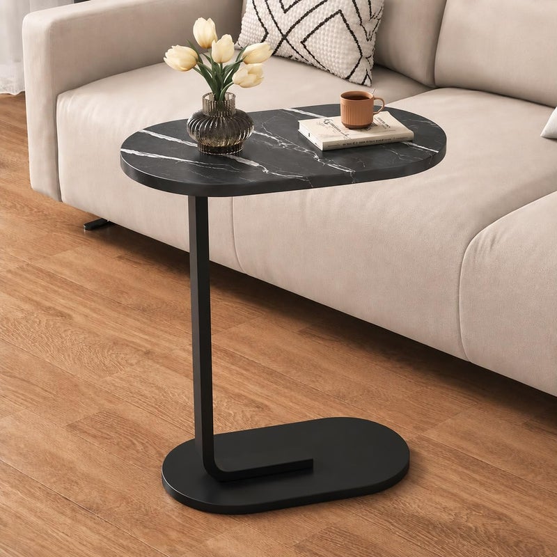 UShop U SHOP C Shaped End Table Space Saving Sofa Side Table Bedroom Indoor Outdoor Wooden Coffee Table for Sofa Bed - Image 1