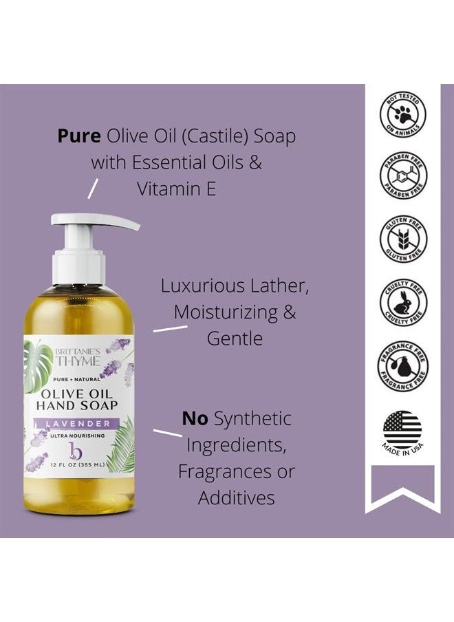 Brittanie's Thyme - Organic Natural Hand Soap, 16 oz (Lavender) Moisturizing Castile Soap Made Olive Oil And Natural Luxurious Essential Oils. Vegan, Gluten & Cruelty Free, - Image 1