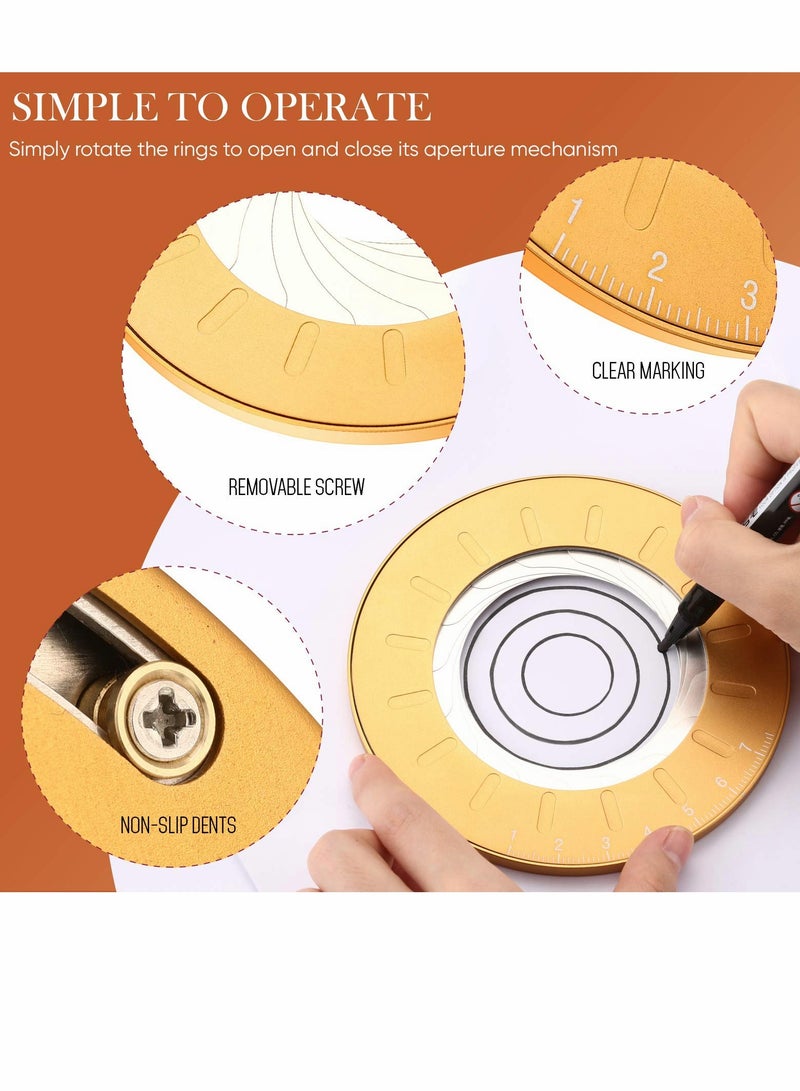 SOLARAE Circle Drawing Tool, Alloy Adjustable Circular Template Measuring Geometric for Designer Woodworking (Yellow) - Image 2