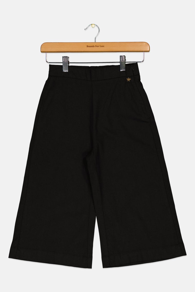 Overkids Kids Girl Plain Wide Leg Pants, Black  - Image 1