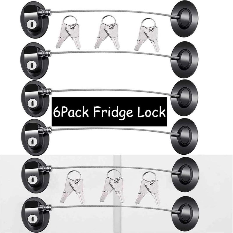XccMe 6 Pack Refrigerator Locks with 12 KeysChild Safety Fridge LockRefrigerator Lock CombinationMini FridgeFile DrawerToilet Seat Lock with Strong Adhesive Black