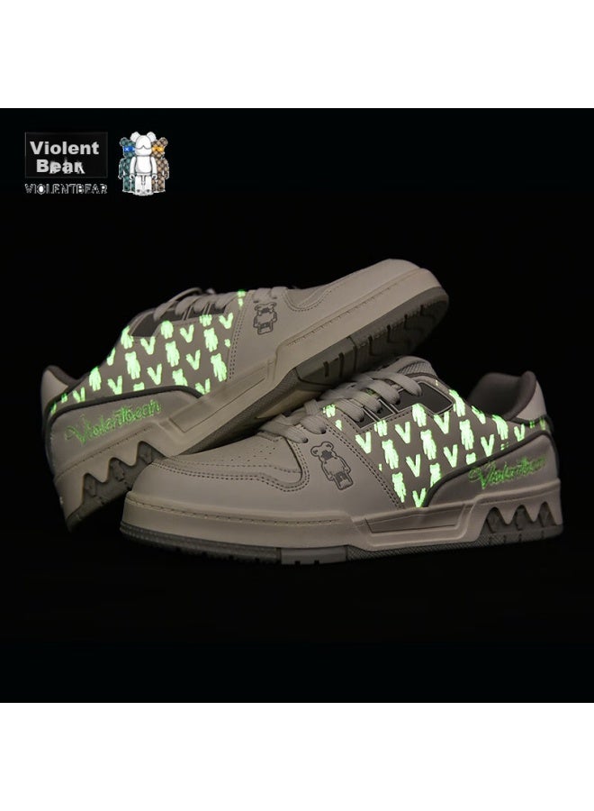 Violentbear Men's Shoes, Spring And Autumn Luminous Sneakers, Casual Couple Breathable Sports Shoes, 889yf White And Black, , Size 44 - Image 1