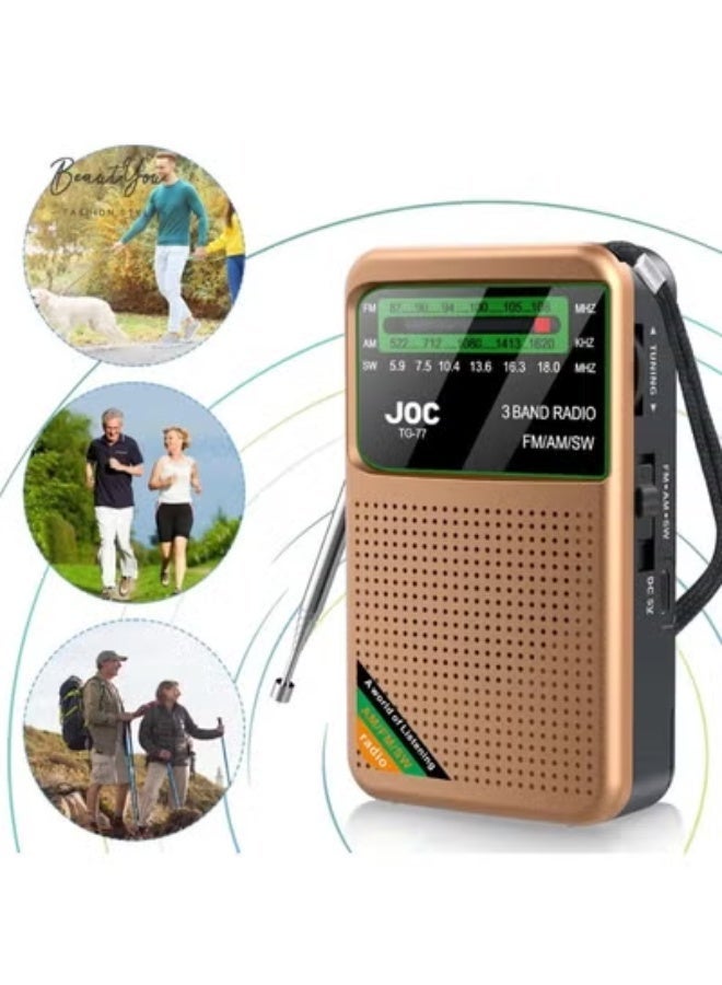 Joc Emergency Pocket Radio FM AM SW Radio Built-in Speaker Transistor Radio Type-C Rechargeable Radio Player for Senior Home Walking - Image 2
