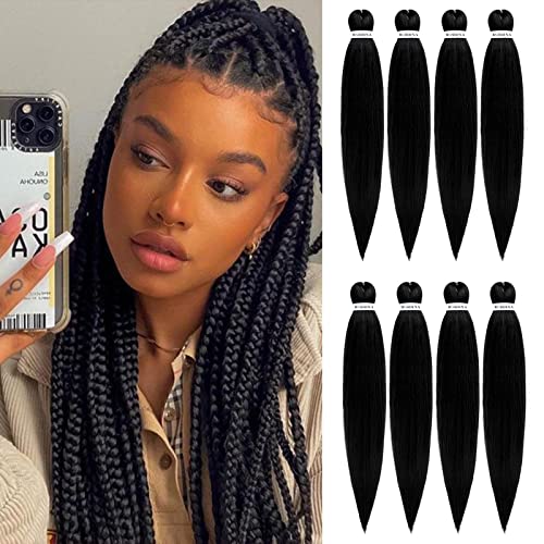 ROSDINA Pre-stretched Braiding Hair - 28 Inch 8 Packs Jet Black Super Long Braiding Hair For Twist or Box Braids, Yaki Texture Hot Water Setting Synthetic Braiding Hair Extensions (28 Inch, #1-8P) - Image 5