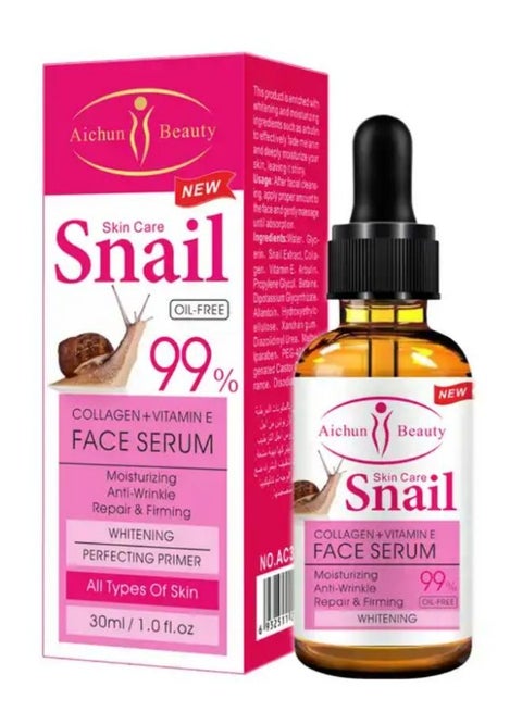 Private Label Organic Collagen Snail Serum Glowing Skin Improving Skin Elasticity Moisturizing Lightweight Face Snail Serum 30 ml