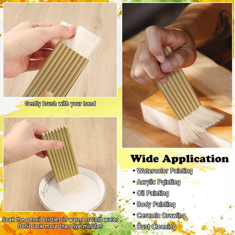 Geelin 9 Pcs Pottery Glaze Brushes Ceramic Brushes Set for Glazing Different Shapes for Pottery Acrylic Watercolor Wool Bristle Art Paintbrush Sets for Painting Artists Rock Adults - Image 4