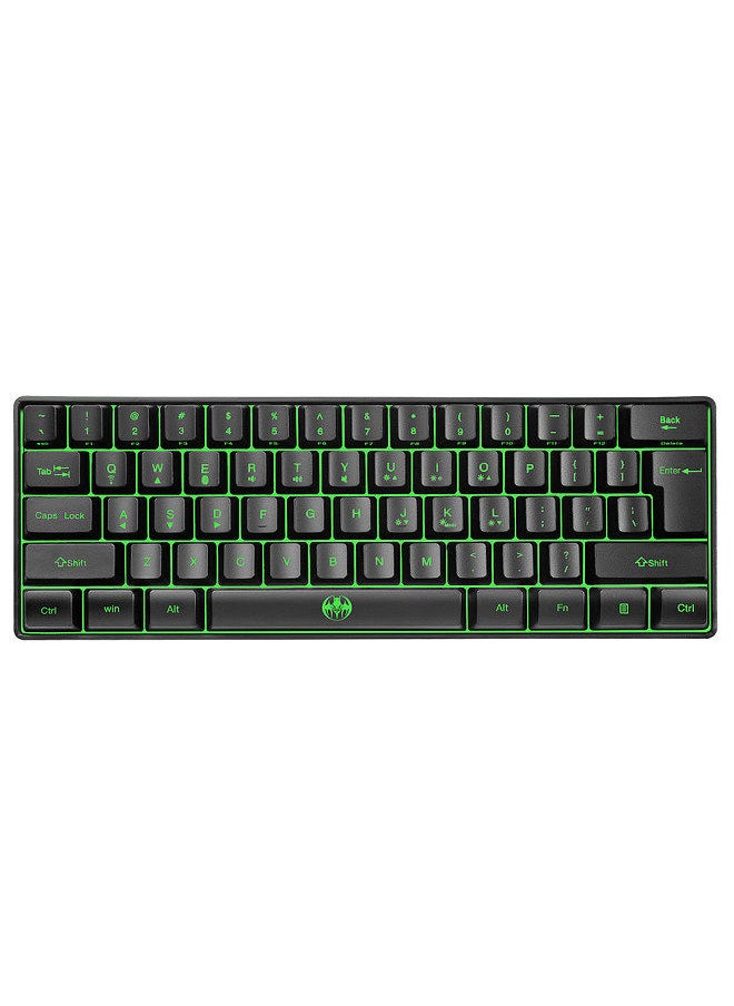 Generic - Wireless Keyboard 61 Keys BT+2.4G Dual-mode Keyboard with RGB Backlight Effect ABS Two-color Injection Molding keycap Black - Image 1
