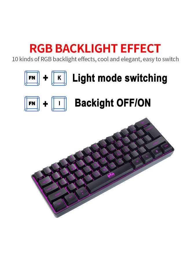 Generic - Wireless Keyboard 61 Keys BT+2.4G Dual-mode Keyboard with RGB Backlight Effect ABS Two-color Injection Molding keycap Black - Image 1