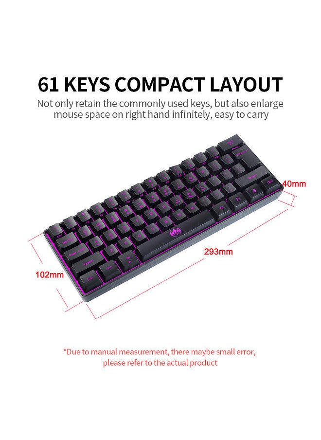 Generic - Wireless Keyboard 61 Keys BT+2.4G Dual-mode Keyboard with RGB Backlight Effect ABS Two-color Injection Molding keycap Black - Image 1