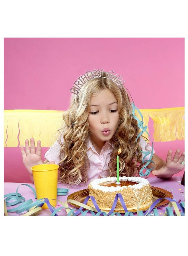 Birthday Party Rhinestone Alphabet Birthday Hair Hoop, GirL's Birthday GirL Headband Headdress, Crown Crystal With Diamond (Pink) - Image 5