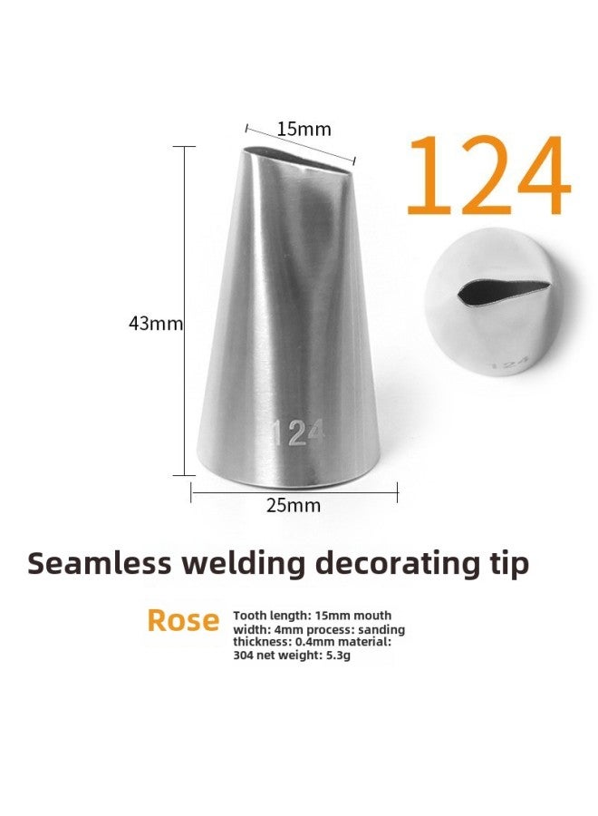 304 Stainless Steel Pastry Nozzle 6-tooth Belt Number Seamless Welding Cream Nozzle Large Cake Decorating Tool-Specifications:124  - Image 1