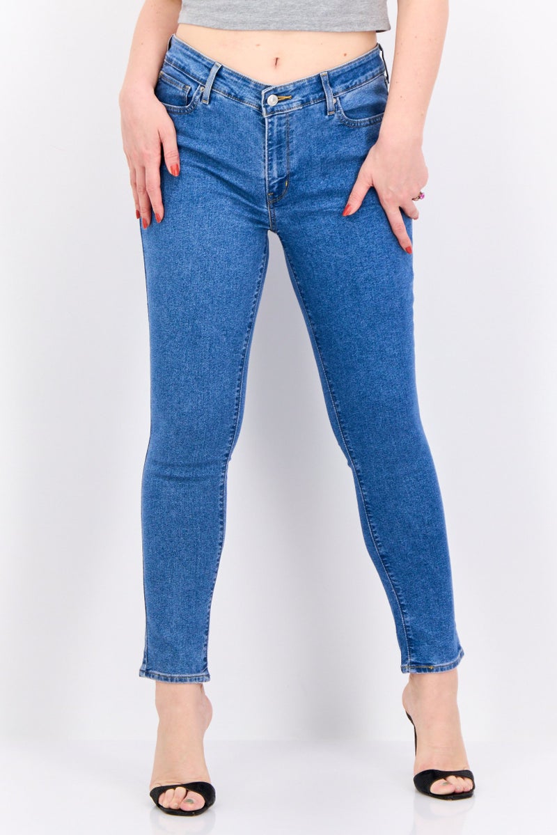 Levi's جينز ضيق للنساء، مغسول وقابل للتمدد، أزرق - Image 1