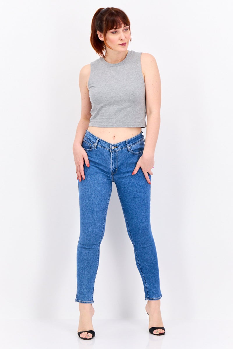 Levi's جينز ضيق للنساء، مغسول وقابل للتمدد، أزرق - Image 3