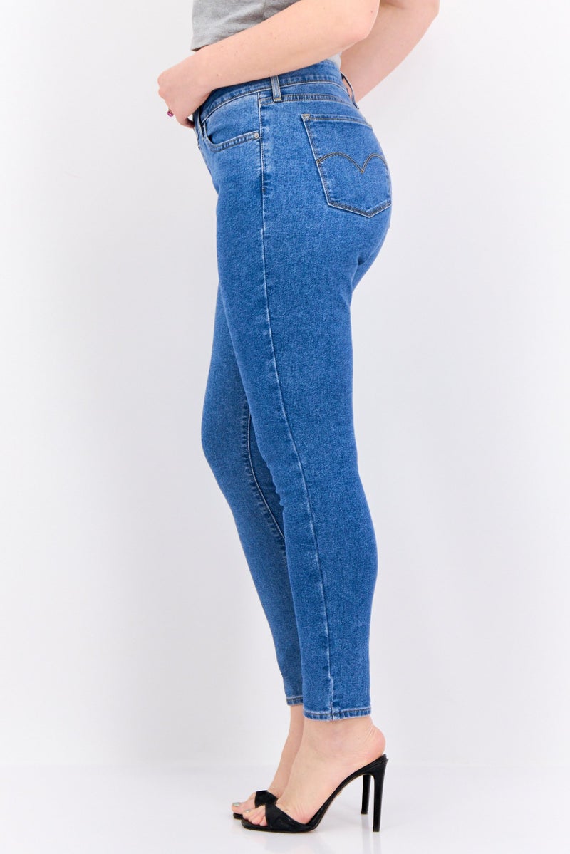 Levi's جينز ضيق للنساء، مغسول وقابل للتمدد، أزرق - Image 4