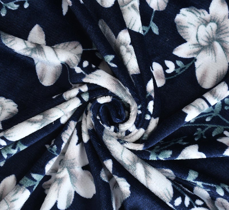 TIB® Premium Flannel Warm bedsheet for Double Bed 90x100 Inch with 2 Pillow Covers, (Flower Blue) - Image 4
