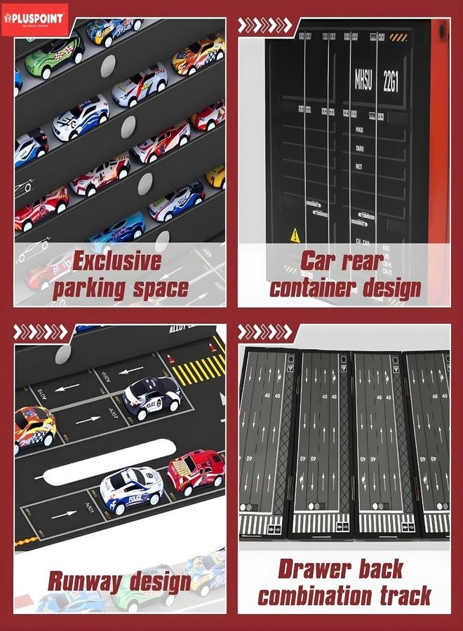 PLUSPOINT 48pcs Pull Back Toy Cars Set, Alloy Racing Cars,Bulk Metal Pull Back Vehicles Set,with Parking lot Car for Kids Ages 3-8 Goodie Bag Stuffers Mini Car Party Favors for Kids Boys and Girls - Image 3