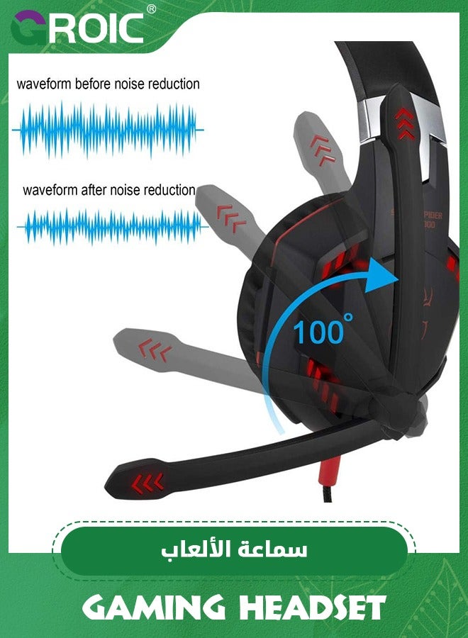 GROIC Gaming Headset Headphones for Xbox Series X|S, Xbox One, PS5, PC, Mac, Nintendo Switch, Noise Isolating Over Ear Headphones with Mic, Red LED Light, Bass Surround for Sega Dreamcast  - Image 4