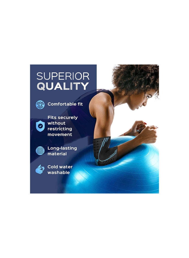 Zikra Elbow Compression Sleeve for Men & Women - Tennis Elbow Brace for Tendonitis Relief, Weightlifting, Arthritis, and Workouts - Reduces Joint Pain (Large, Blue) - Image 5