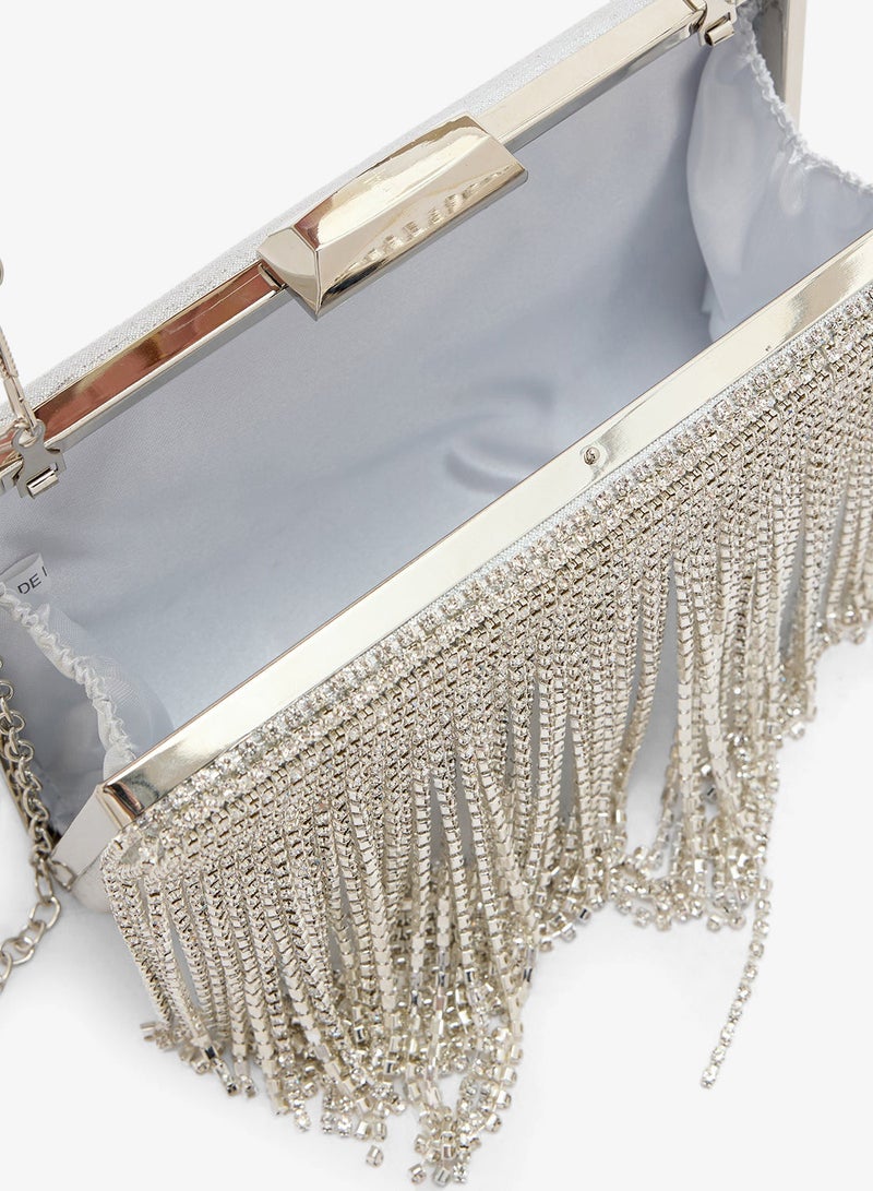 Ella Limited Edition Tassel Detail Diamante Clutch Bag - Image 5