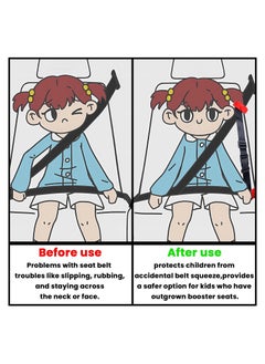 RATSAW Car Seat Belt Adjuster for Kids Universal Car Seat Strap Belt Clip Anti Collision Retainer for Shoulder and Neck Protection Travel Driving Protection for Baby Girl Women Red  - Image 2