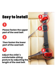 RATSAW Car Seat Belt Adjuster for Kids Universal Car Seat Strap Belt Clip Anti Collision Retainer for Shoulder and Neck Protection Travel Driving Protection for Baby Girl Women Red  - Image 5