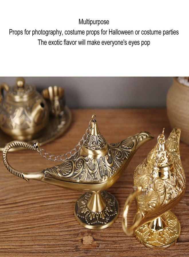 Zerodis Legend Lamp Magic Genie Wishing Light, Arabian Lamp Vintage Exquisite Arabian Lamp Ornament Classic Arabian Props Party Decoration Prop Lamp for Birthday Halloween (Bronze) - Image 3