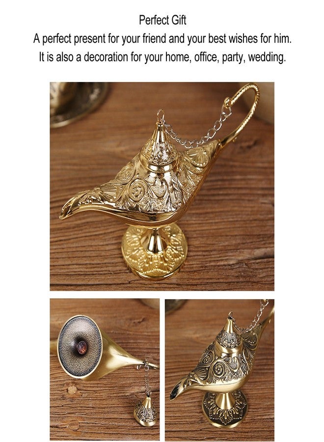 Zerodis Legend Lamp Magic Genie Wishing Light, Arabian Lamp Vintage Exquisite Arabian Lamp Ornament Classic Arabian Props Party Decoration Prop Lamp for Birthday Halloween (Bronze) - Image 4