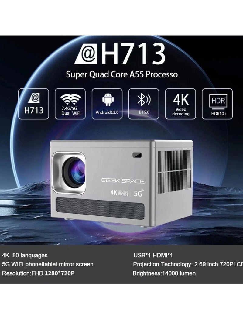 المهوس الفضاء - أفضل جهاز عرض ذكي 4K مع 5G واي فاي بلوتوث المحمولة في الهواء الطلق وداخل جهاز عرض فيلم لاسلكي متوافق مع دائرة الرقابة الداخلية / الروبوت / هدمي / التلفزيون عصا - Image 1