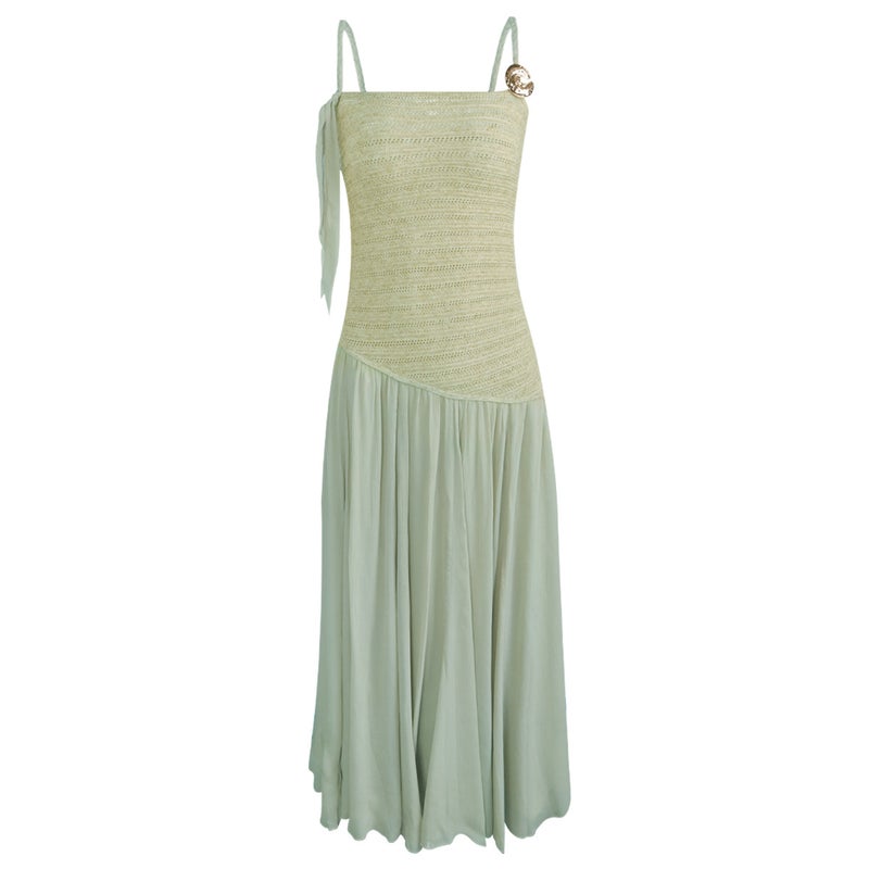 Knitted Midi Spaghetti Strap Dress with Gradient - Image 5