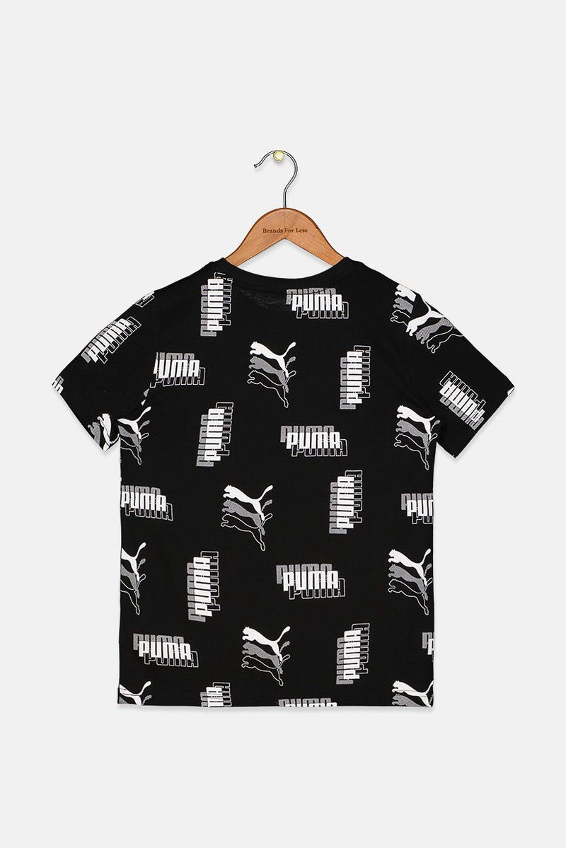 PUMA Kid Boys Crew Neck Short Sleeve Allover Print T-shirt, Black  - Image 2