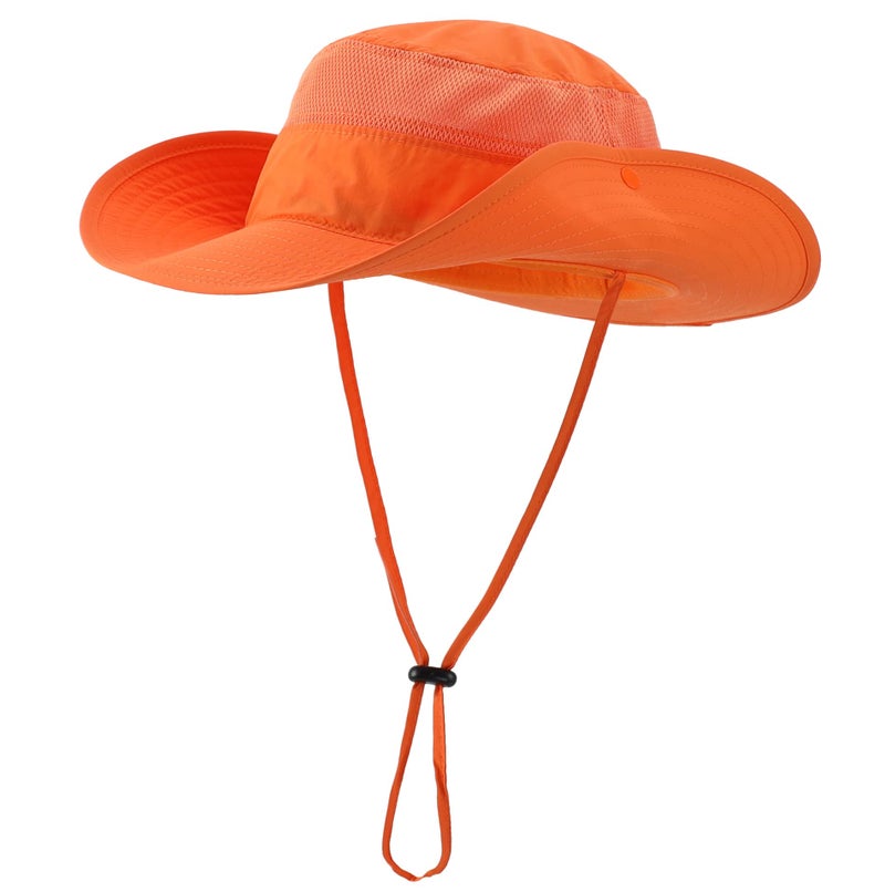 Connectyle outdoor Mesh Sun Hat Wide Brim Sun Protection Hat Summer Fishing Hunting Hiking Gardenig Hat Orange - Image 2