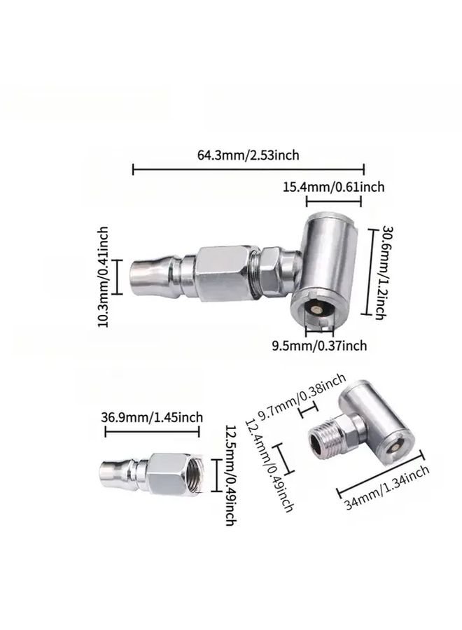 Tire Air Chuck with Pressure Gauge Metal Quick Inflation Locking Nozzle for All Vehicles - Image 4