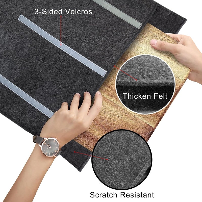 ROSROSE Table Leaf Storage Bag Padded 1 Pack, Thick Felt Dining Table Leaf Cover for Storage, Heavy Duty Table Leaf Bag Protector w/Adjustable Self-Adhesive Strap, Fit 48 x 24 inches Leaves - Image 3