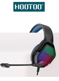 HOOTOO HT-EP56 Wired Gaming Headset with Powerful Clear Mic and Clear dynamic Spatial Sound for PS4/PS5/Xbox One/Xbox Series X/Nintendo Switch/PC,  in blue black colour